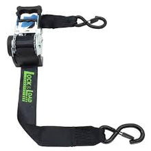 Load image into Gallery viewer, Pair of Black Retractable Ratchet Straps with Safety Clips 50mm Wide 3m Long - RW116