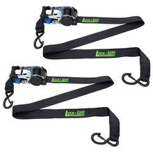 Load image into Gallery viewer, Pair of Black Retractable Ratchet Straps with Safety Clips 50mm Wide 3m Long - RW116